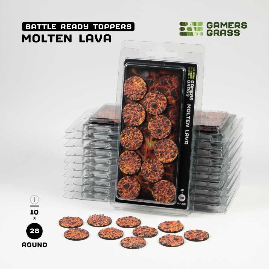 Battle Ready Toppers: Molten Lava - Round 28mm (x10)