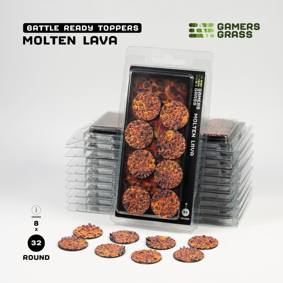 Battle Ready Toppers: Molten Lava - Round 32mm (x8)
