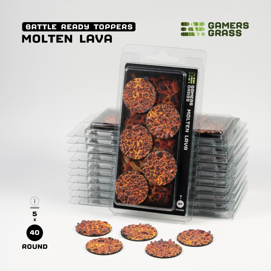 Battle Ready Toppers: Molten Lava - Round 40mm (x5)