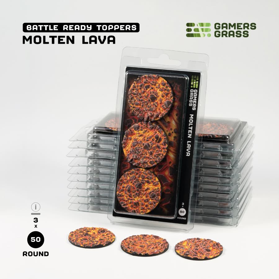 Battle Ready Toppers: Molten Lava - Round 50mm (x3)