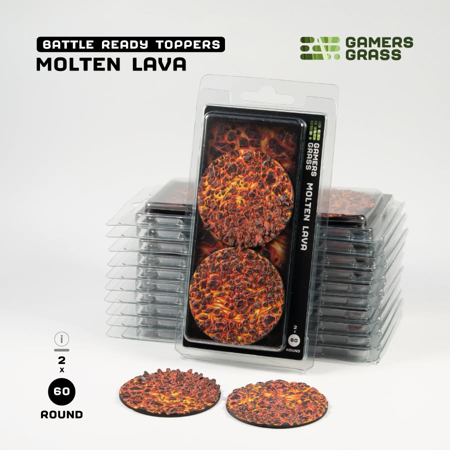 Battle Ready Toppers: Molten Lava - Round 60mm (x2)