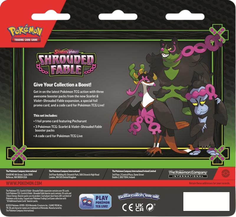 Pokemon Shrouded Fable - 3-Pack Booster (Pecharunt)