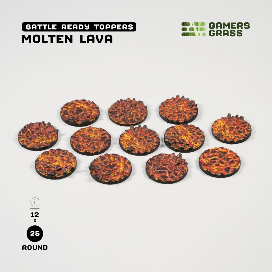 Battle Ready Toppers: Molten Lava - Round 25mm (x12)