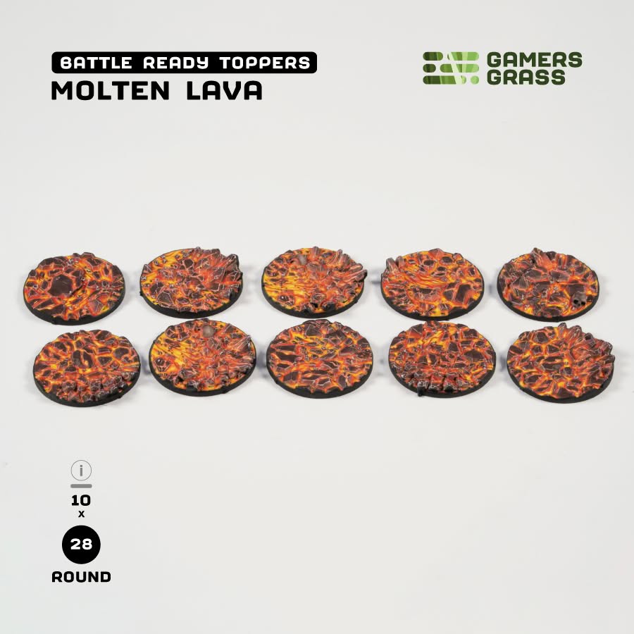 Battle Ready Toppers: Molten Lava - Round 28mm (x10)