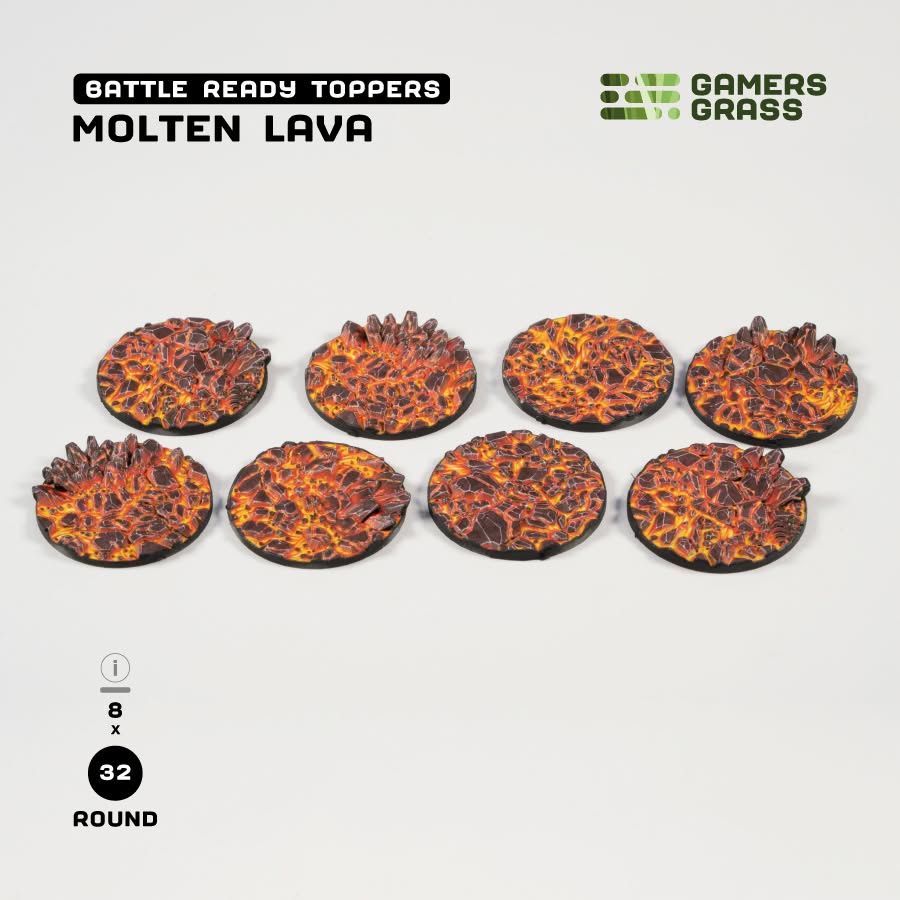 Battle Ready Toppers: Molten Lava - Round 32mm (x8)