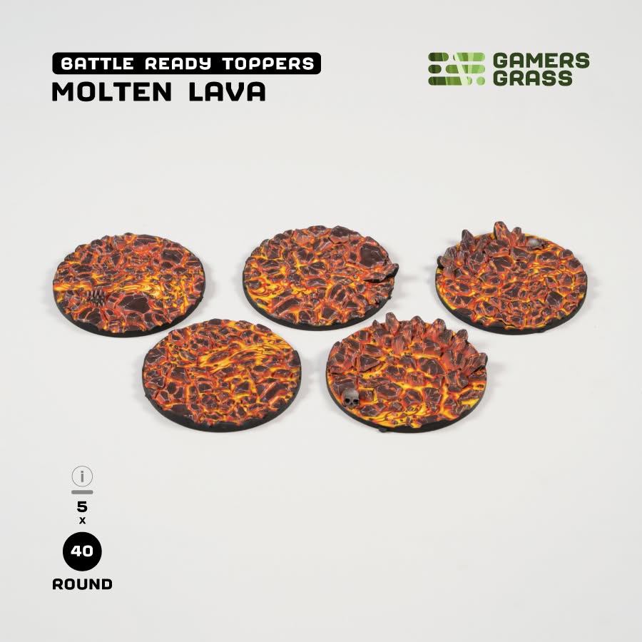 Battle Ready Toppers: Molten Lava - Round 40mm (x5)