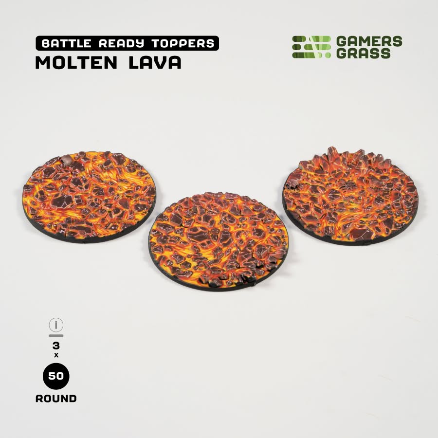 Battle Ready Toppers: Molten Lava - Round 50mm (x3)