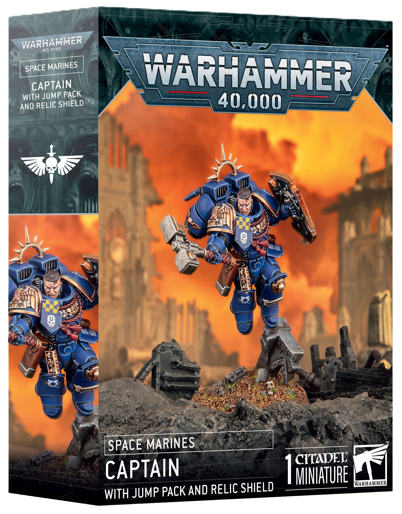 games workshop space marines captain with jump pack  relic shield