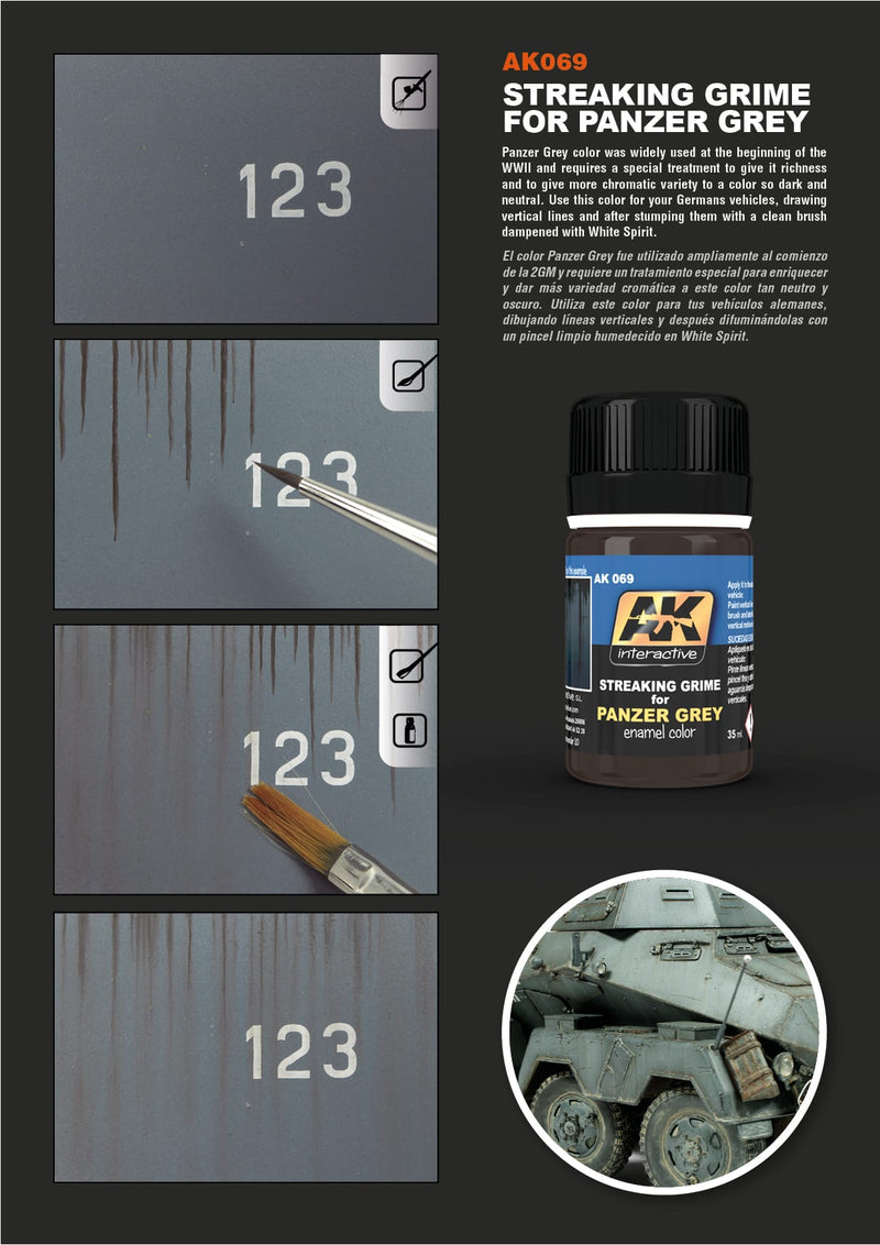AK Interactive: Effects - Streaking Grime for Panzer Grey