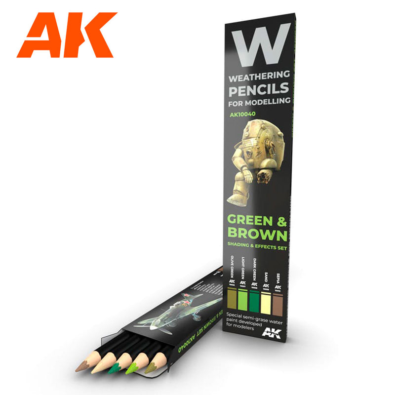 AK Interactive: Weathering Pencils - Green & Brown