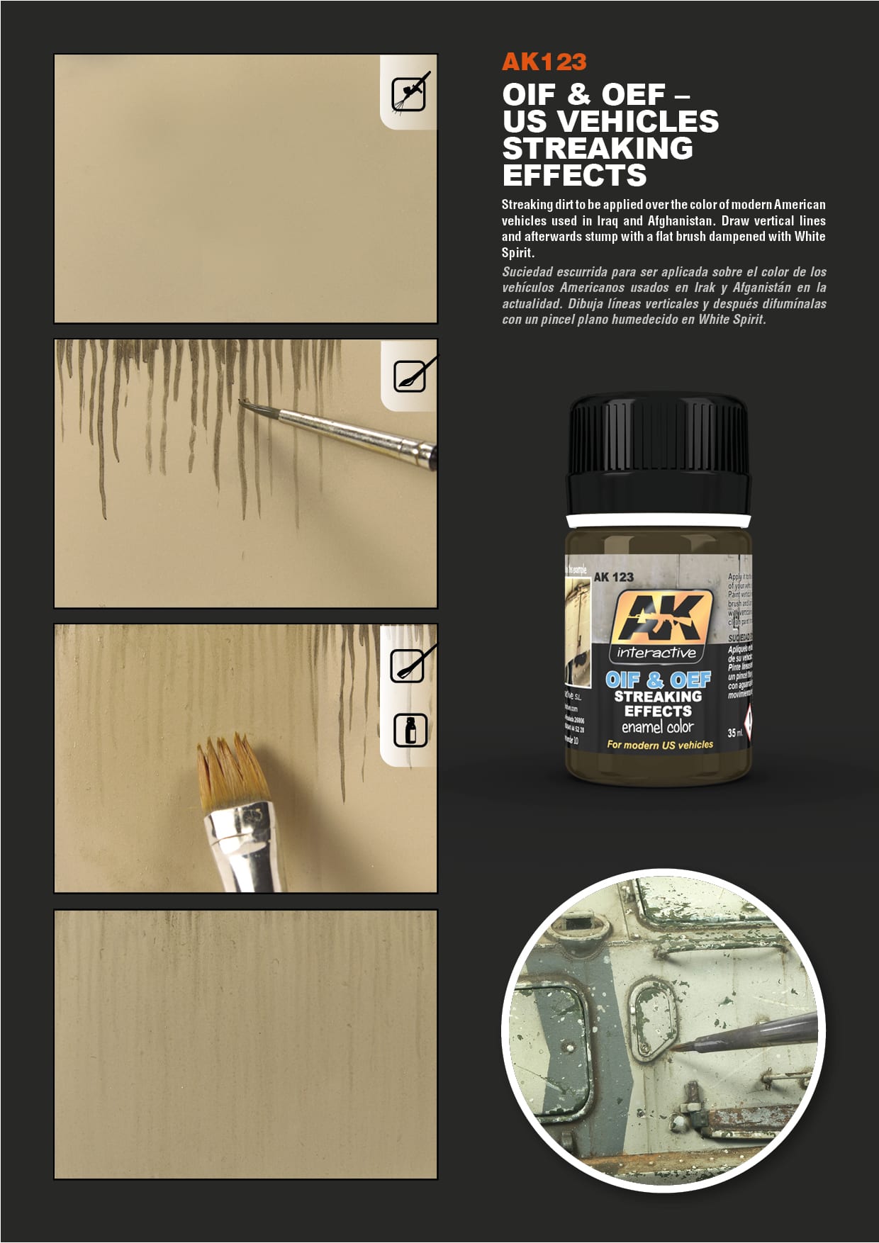AK Interactive: Effects - Streaking for US Vehicles (OIF & OEF)