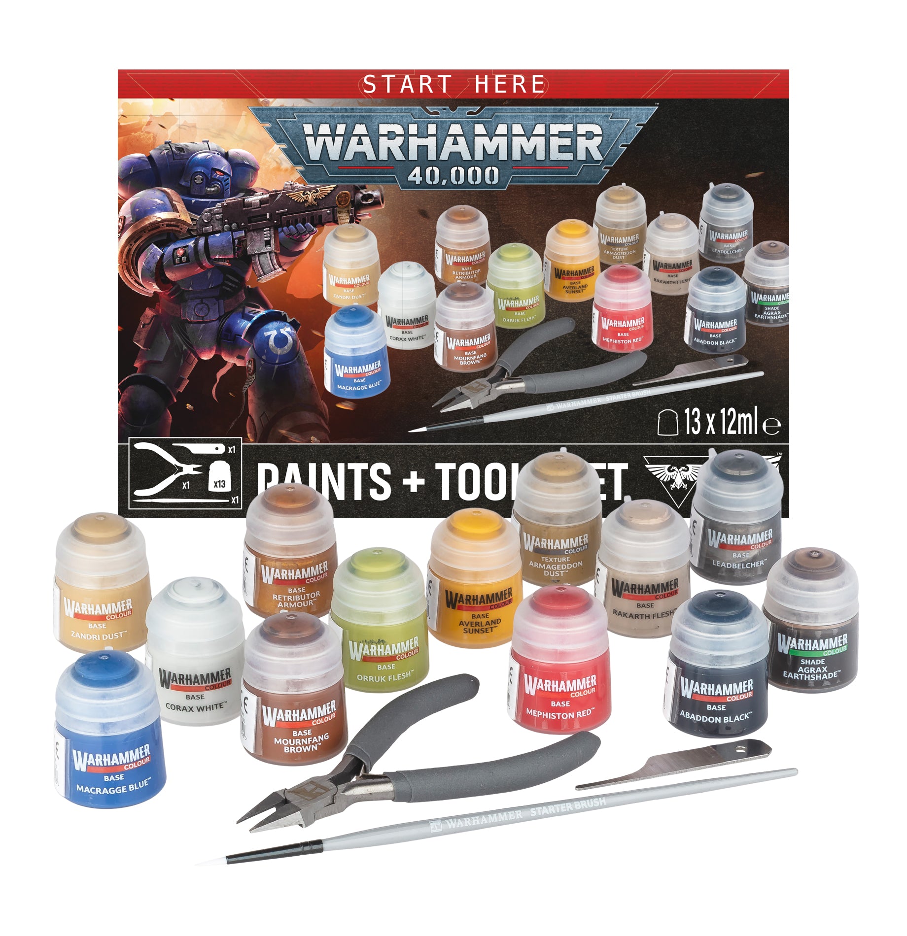 games workshop warhammer 40000 paints  tools set