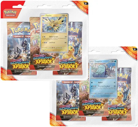 Pokemon Scarlet & Violet: Surging Sparks - 3-Pack Booster (Quagsire / Zapdos)