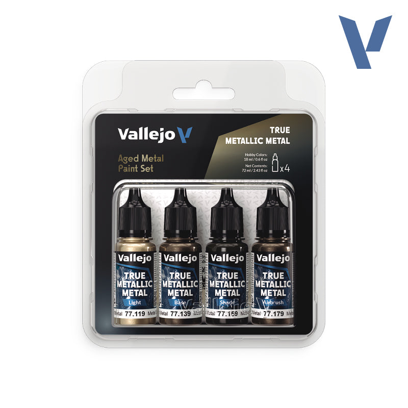 True Metallic Metal Paint Set - Aged Metal (x4 Colours)