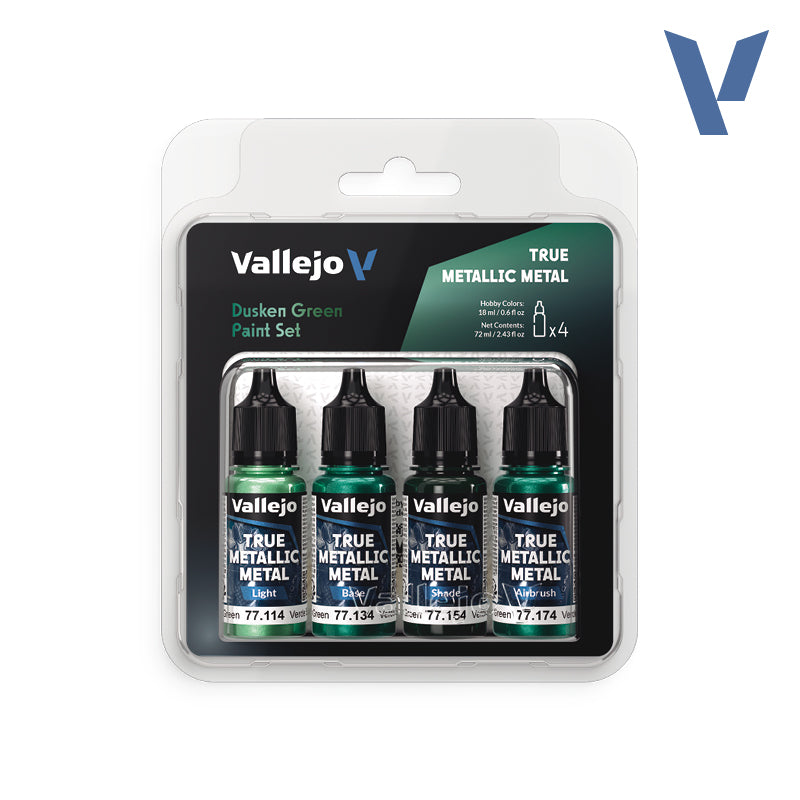 True Metallic Metal Paint Set - Dusken Green (x4 Colours)