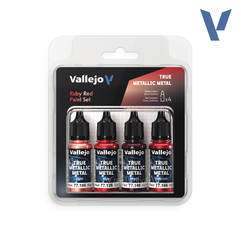 True Metallic Metal Paint Set - Ruby Red (x4 Colours)