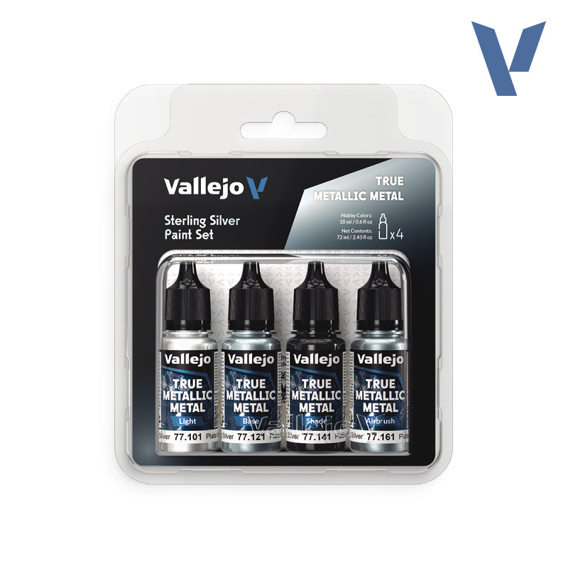 True Metallic Metal Paint Set - Sterling Silver (x4 Colours)