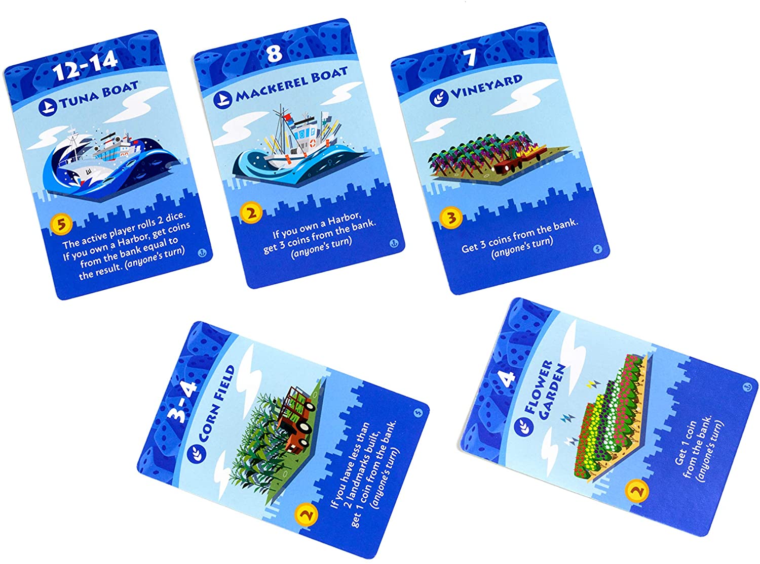 Machi Koro: 5th Anniversary Harbor & Millionaire's Row Expansions