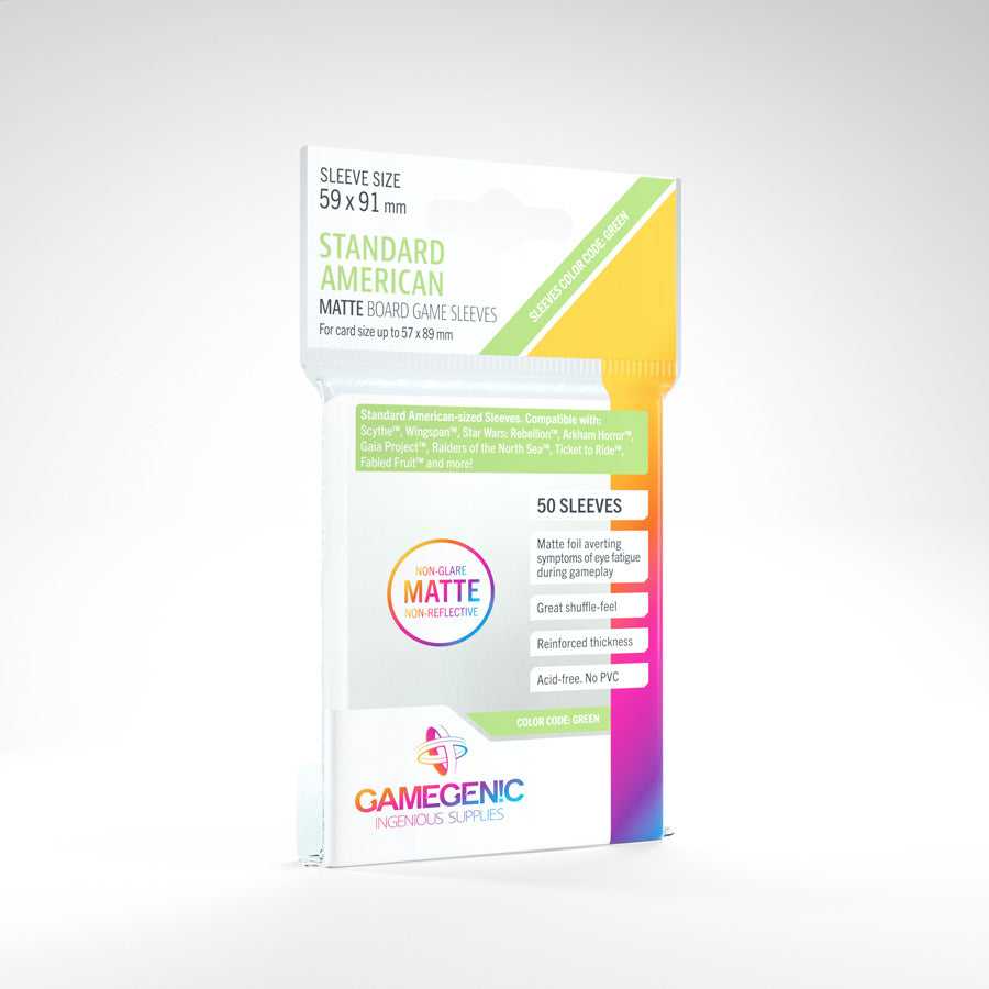 Gamegenic MATTE Standard American-Sized Sleeves: 59 x 91 mm (50 Ct.)