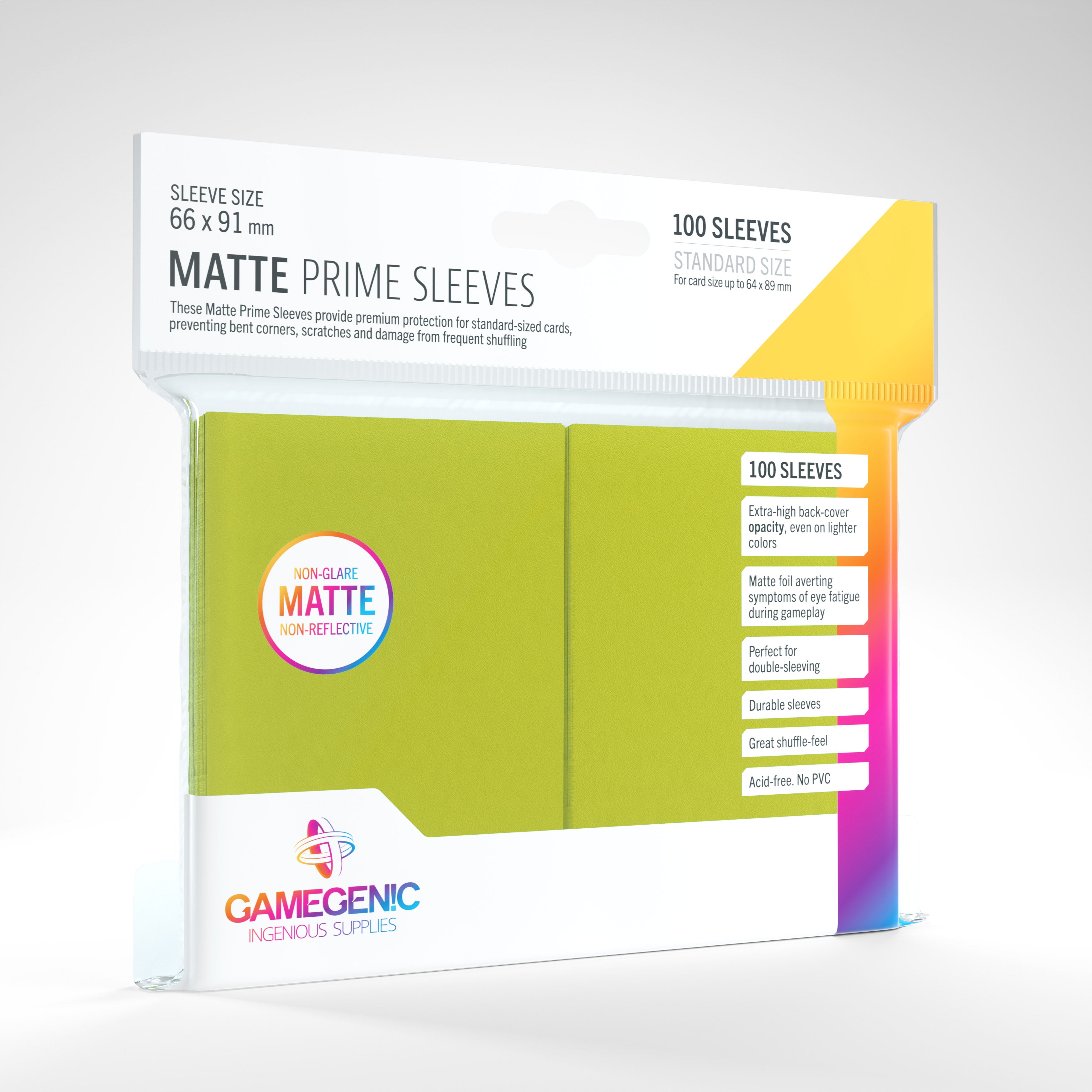 Gamegenic MATTE Prime Sleeves (Multiple Colours): 66 x 91 mm (100 Ct.)